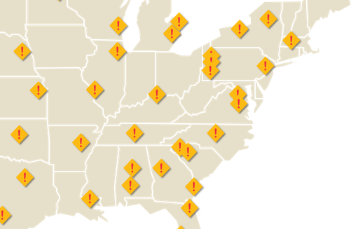 Map showing asbestos exposure for desktop