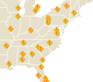 Map showing asbestos exposure for tablet